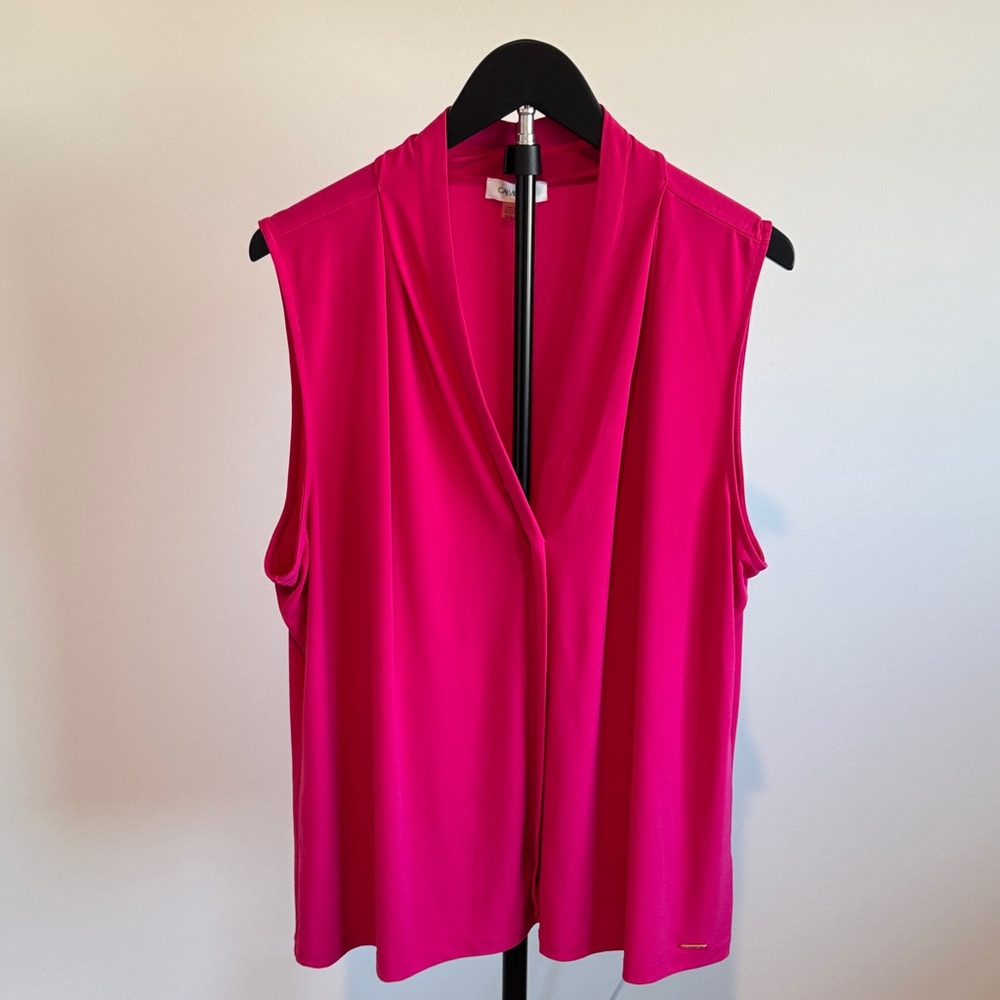 Calvin Klein Hot Pink Sleeveless V-Neck Camisole LIKE NEW, 2X - Picture 3 of 4